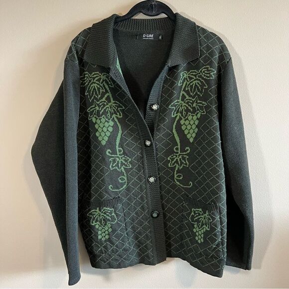 ✨ DGre Green Grape Cardigan Sweater XL - Picture 1 of 10